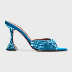 Amina Muaddi "Caroline" crystal studded satin mule.Brand new/ never worn.
